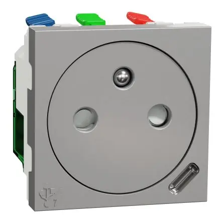 Produktfoto 1 von Schneider Electric Unica Deckelplatte Steckdose Aluminium Buchse