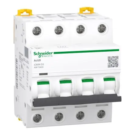 Produktfoto 1 von Schneider Electric IC60N Miniaturüberlastschalter Typ D, Pol 4-polig 3A 500V ac, Abschaltvermögen 50 kA Acti9 250 V dc
