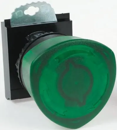 Produktfoto 1 von BACO BACO Drucktastenkopf Ø 22 mm, Grün Rastung Beleuchteter Pilzkopf Rund Kunststoff, IP66