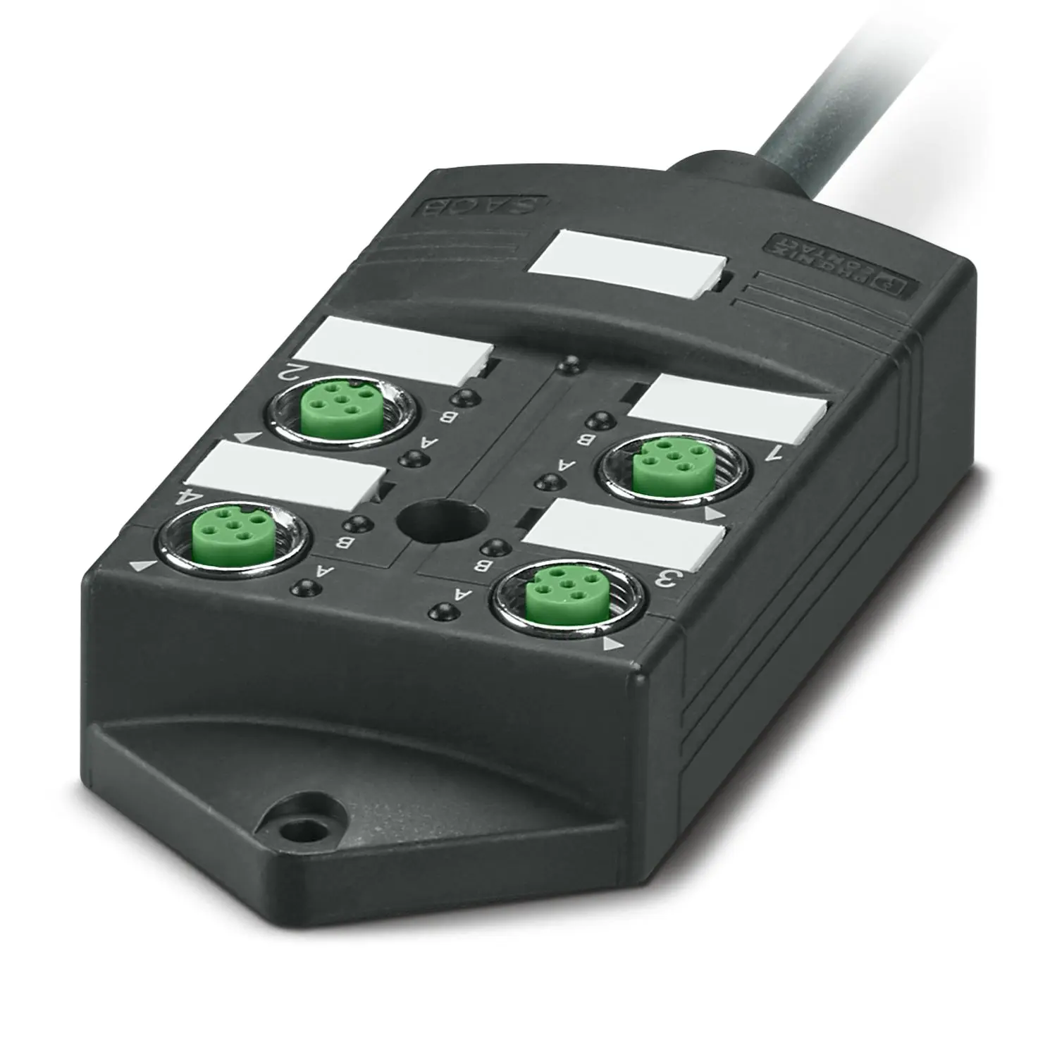 Produktfoto 1 von Phoenix Contact SACB Sensorverteiler 30V dc 4 Anschlüsse 5 Auslässe M12 Gerade IO-Link