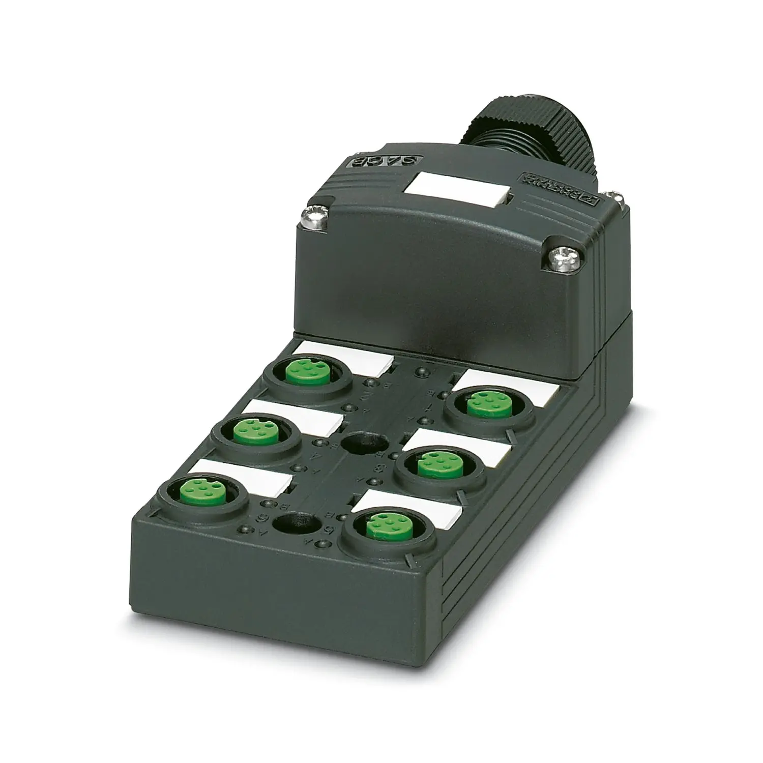 Produktfoto 1 von Phoenix Contact SACB Sensorverteiler 30V dc 6 Anschlüsse 4 Auslässe M12 Gerade IO-Link