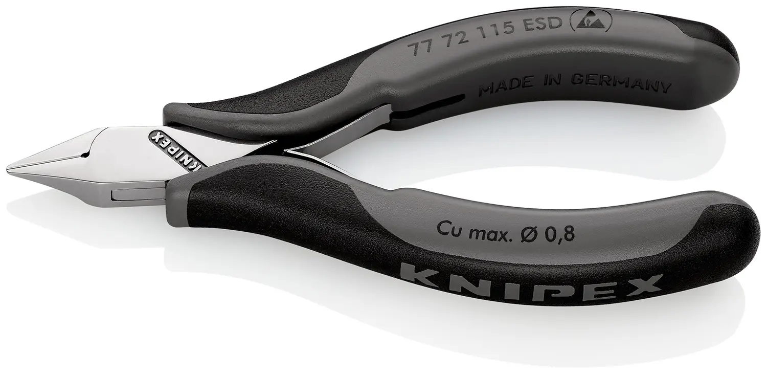 Produktfoto 1 von Knipex Knipex ESD-Sicherheit Kleine Fase Seitenschneider Schließer (NO) 115mm / Backen 10mm, Schneidleistung 0.8 mm