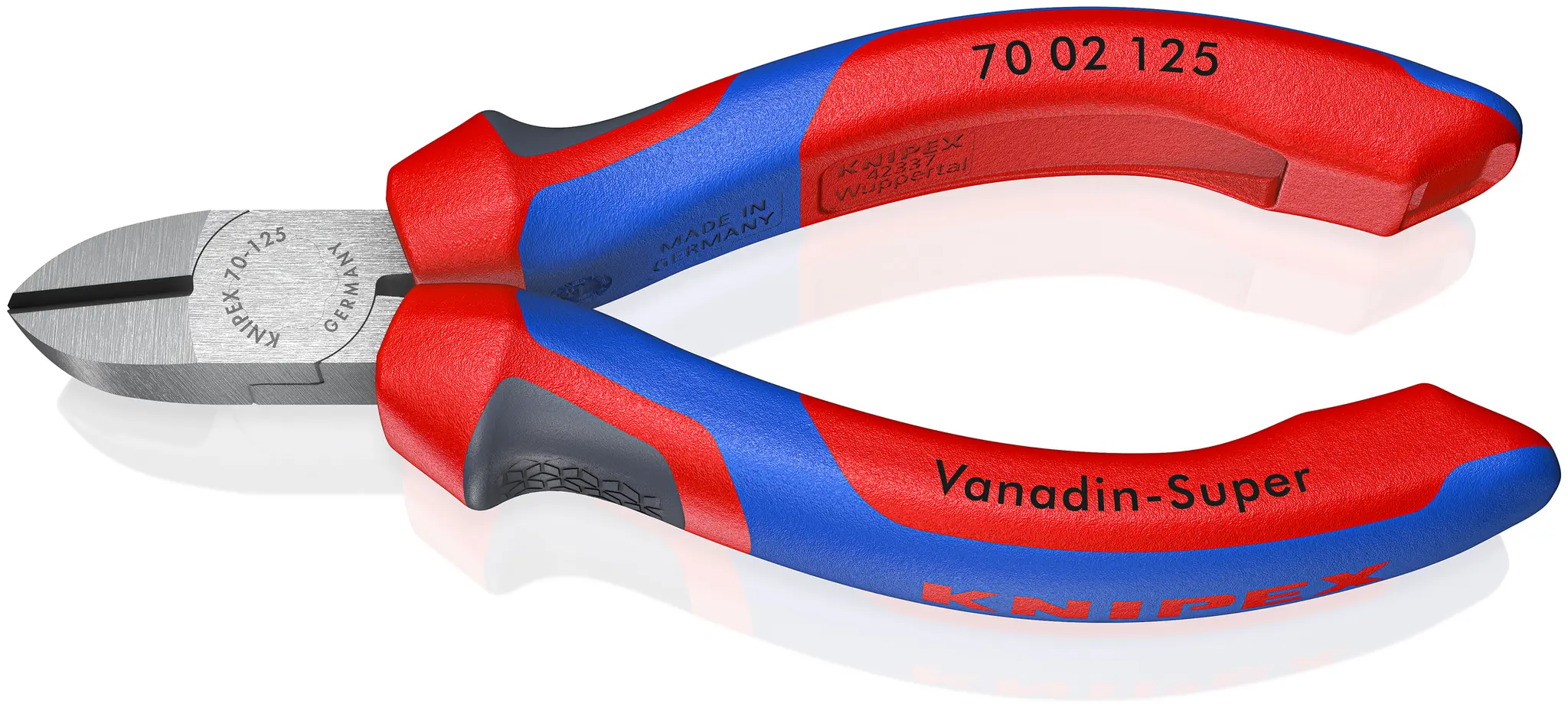 Produktfoto 1 von Knipex Knipex Mit abgeflachter Kante Seitenschneider Schließer (NO) 125 mm / Backen 10mm, Schneidleistung 3 mm