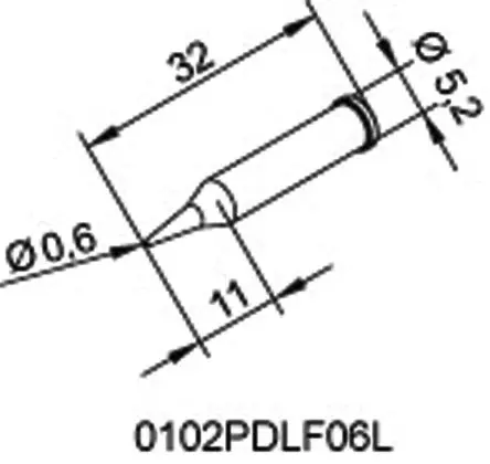 Produktfoto 1 von Ersa 32 mm Lötspitze 0.6 mm Konisch 102 für I-Tool