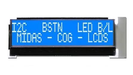 Produktfoto 1 von Midas MCCOG22005A6W-BNMLWI Monochrom LCD, Alphanumerisch LED Weiß 2 x 20 20 characters x 2 Lines, Hintergrund Blau