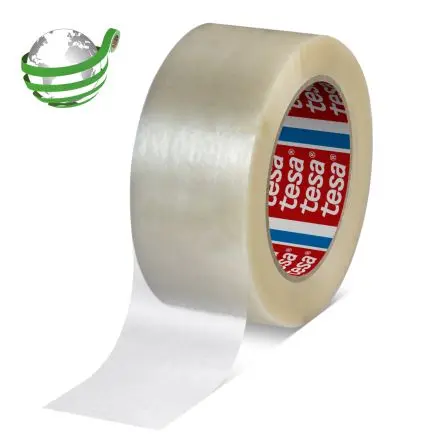 Produktfoto 1 von Tesa 60418 Dünnes recyceltes PET-Verpackungsband, Polyethylenterephthalat, Klar, Stärke 0.036 mm, 50mm x 132 m