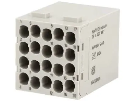 Produktfoto 1 von HARTING HAN Modular Modul für robusten Stromversorgungsstecker Stecker, 20-polig 16A, Kabel, Modul