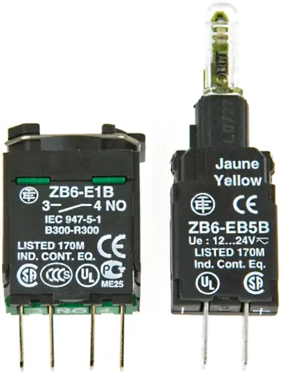 Produktfoto 1 von Schneider Electric Harmony Kontaktblock mit Fassung Anzeigenblock LED Rot beleuchtet 1 Öffner 12 → 24V Faston