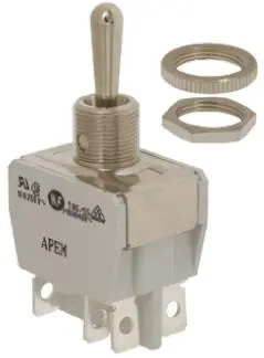 Produktfoto 1 von APEM Panel Kippschalter 2-poliger Wechsler, Ein-Ein, 24 V dc, 250 V ac, 10A, Lot