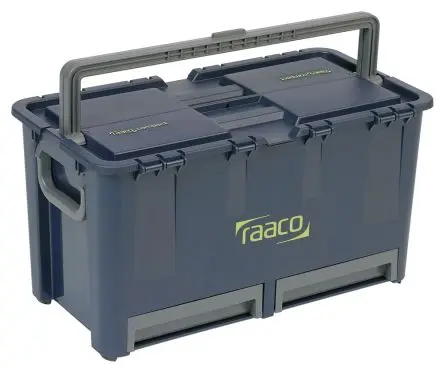 Produktfoto 1 von Raaco Kunststoff Werkzeugbox Grau, 2 Schubladen, L. 540 mm B. 230mm H. 540 mm, 4.2 kg, Einmalig