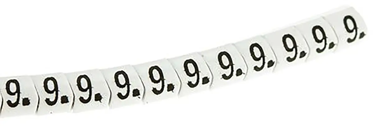 Produktfoto 1 von HellermannTyton Helagrip Kabelmarkierung Aufschiebbar, Beschriftung: 9, Schwarz Weiß, Ø 4 mm - 9 mm, 5 mm x 6.8 mm