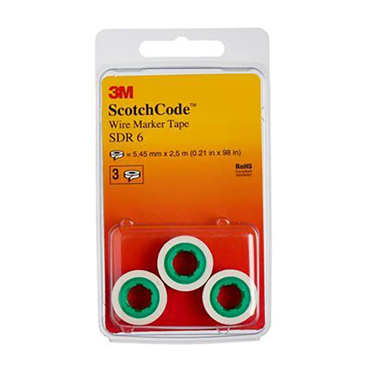Produktfoto 1 von 3M SDR-6 Kabelmarkierung, Beschriftung: 6, 5.46 mm x 2.43 mm
