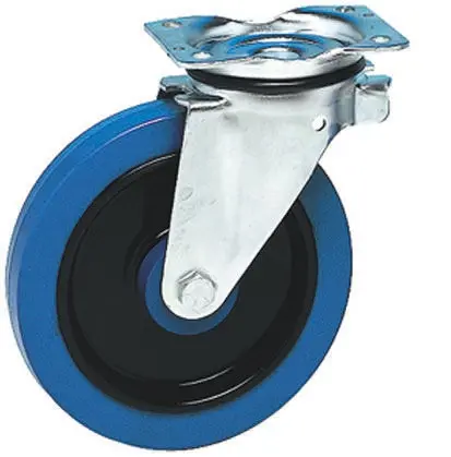 Produktfoto 1 von Guitel Hervieu Drehlager Lenkrolle, Rad ø 200mm, 400kg, Ges H. 235mm, Rad B. 42mm, 135 x 110mm, Platte, Gummi-Material