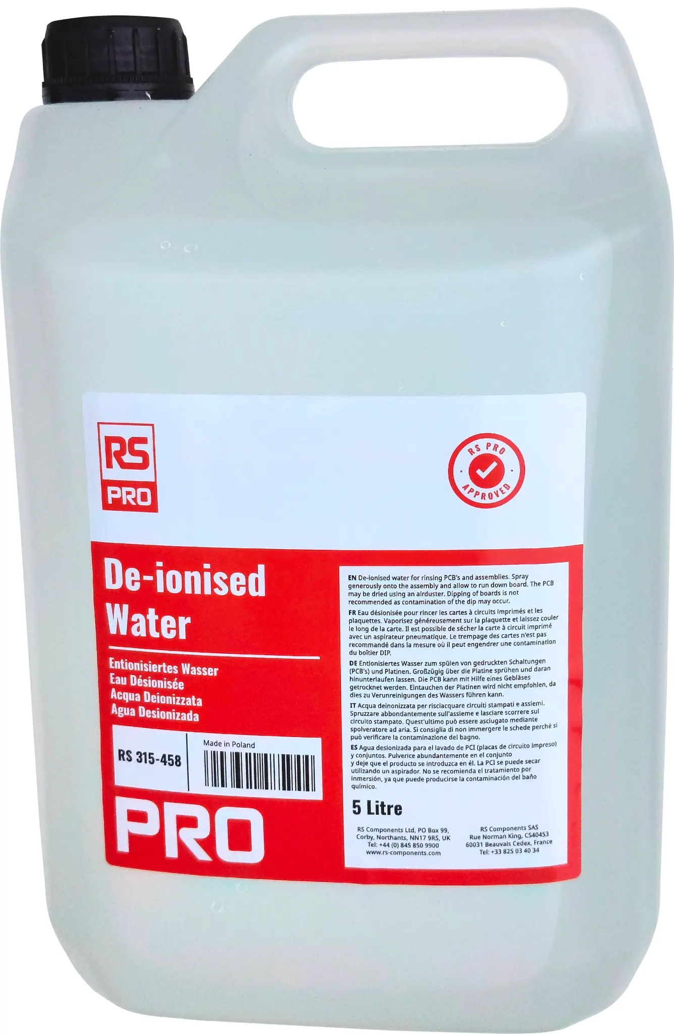 Produktfoto 1 von RS PRO Elektronischer Reiniger für Reinigung, CAN, 5 L