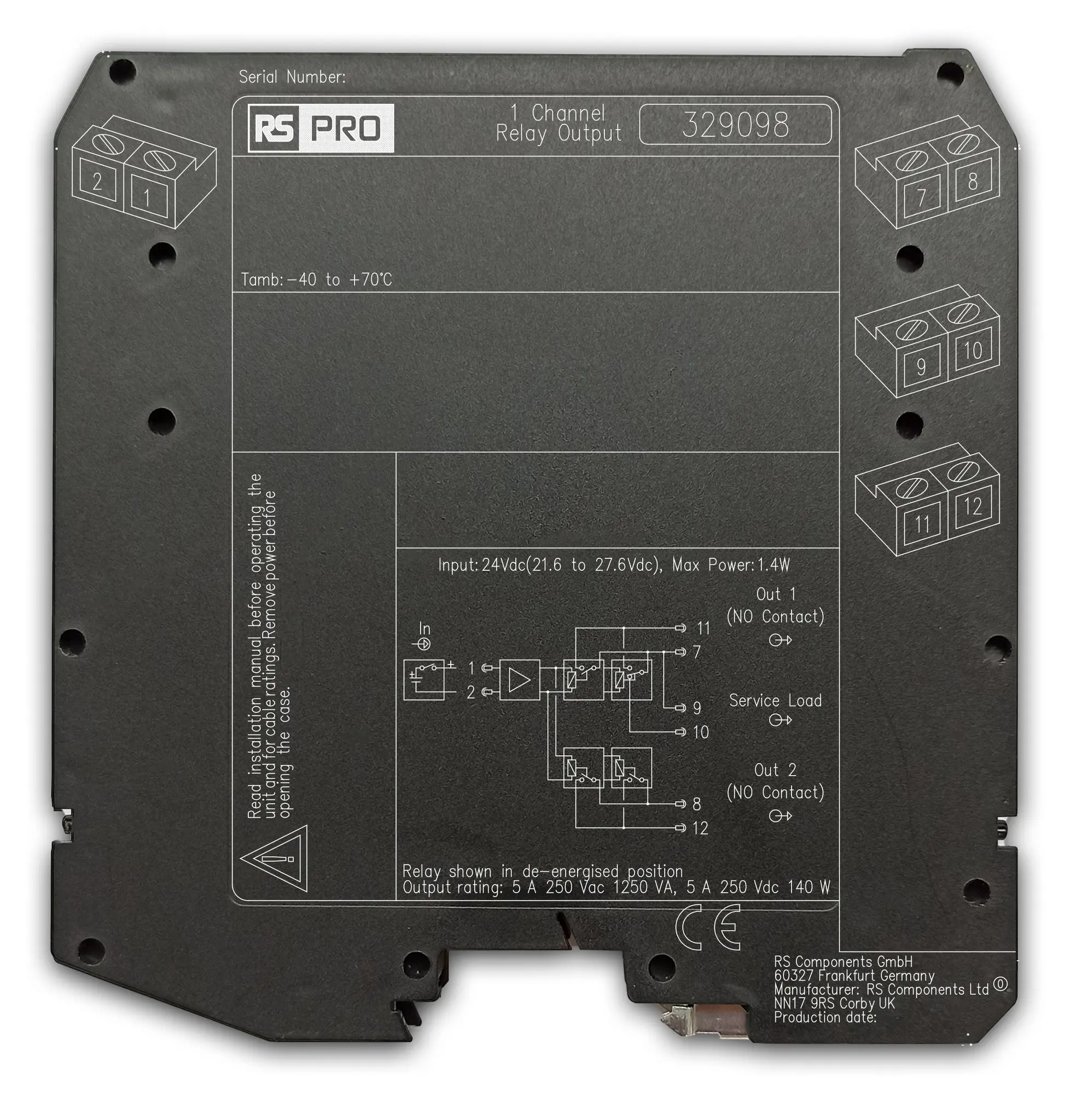 Produktfoto 1 von RS PRO Sicherheitsrelais 24V dc 1-Kanal 4 Sicherheitskontakte 20 Hilfsschalter 3 SIL IEC 61508