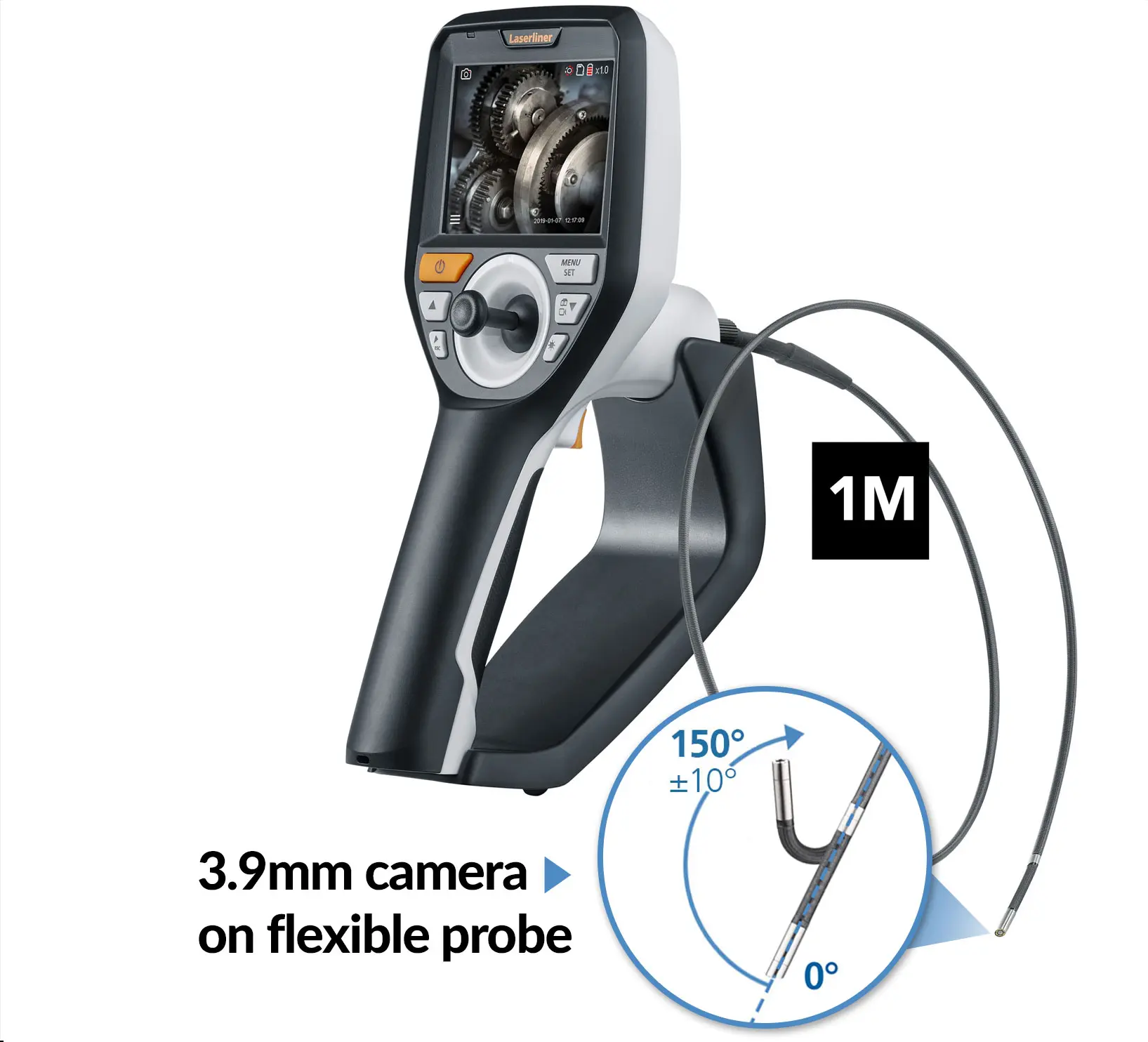 Produktfoto 1 von Laserliner LED Videoskop-Set, Sonde Ø 3.9 mm x 1 m 640 x 480 pixel