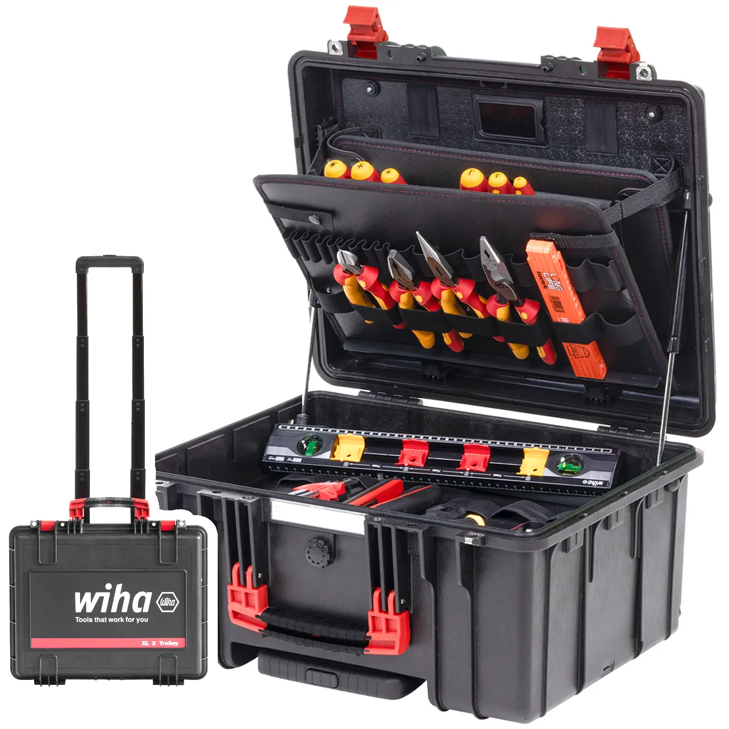 Produktfoto 1 von Wiha Polypropylen Werkzeugbox Compact NS800NA Schwarz, 2 Schubladen, L. 520.2 mm B. 276.5 mm H. 439.5 mm, 11750 g