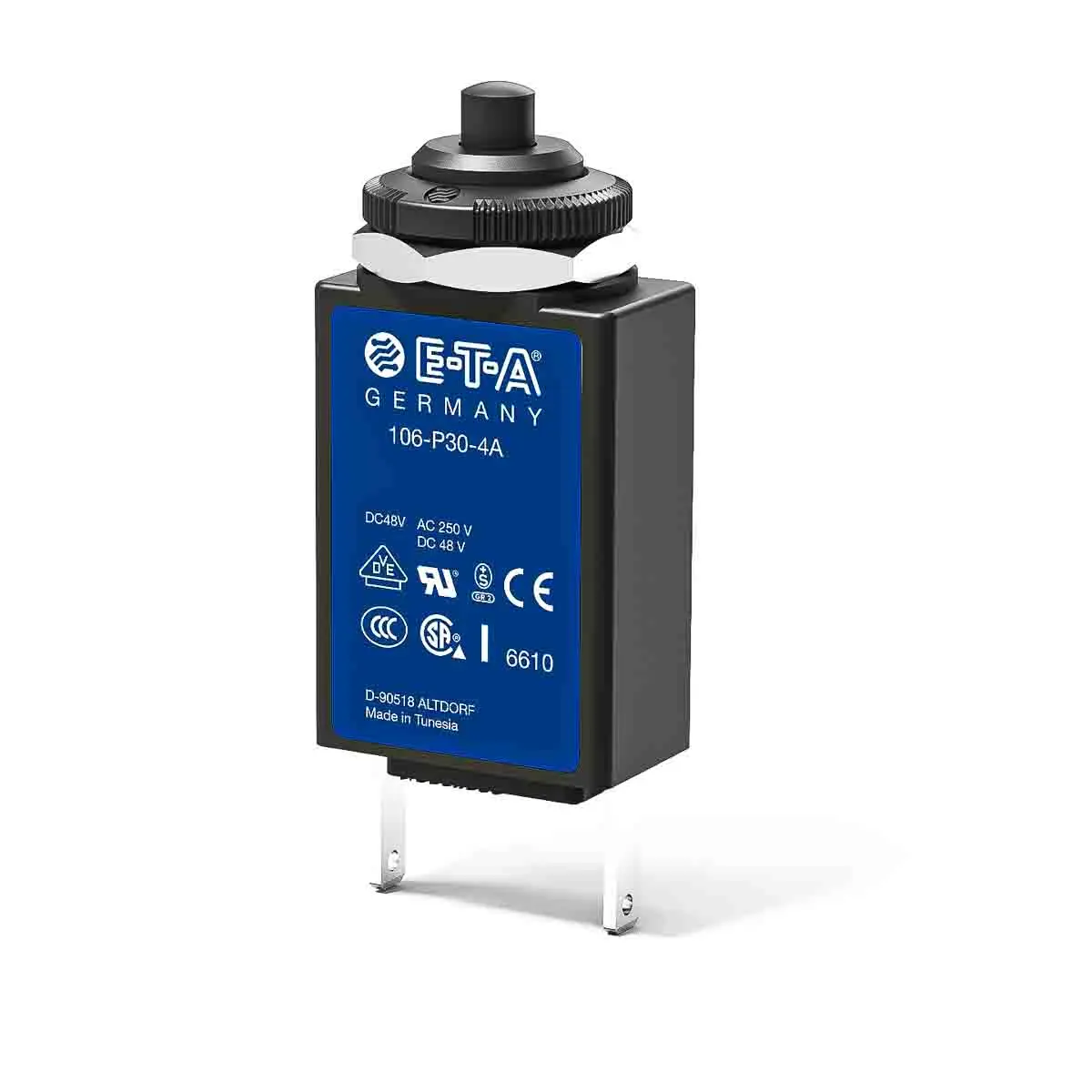 Produktfoto 1 von ETA 106-P30 Thermischer Überlastschalter / Thermischer Geräteschutzschalter, 1-polig, 3A, 250V 19 x 11 x 8.8mm,