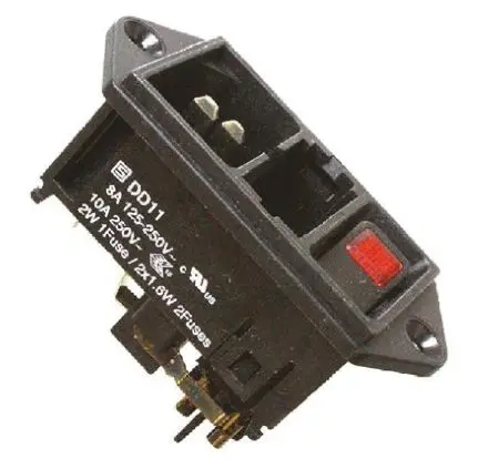 Schurter 10A C14 IEC-Steckverbinder Stecker mit 2-Pol Schalter 5 x 20 mm Sicherung, 250V, Frontplattenmontage