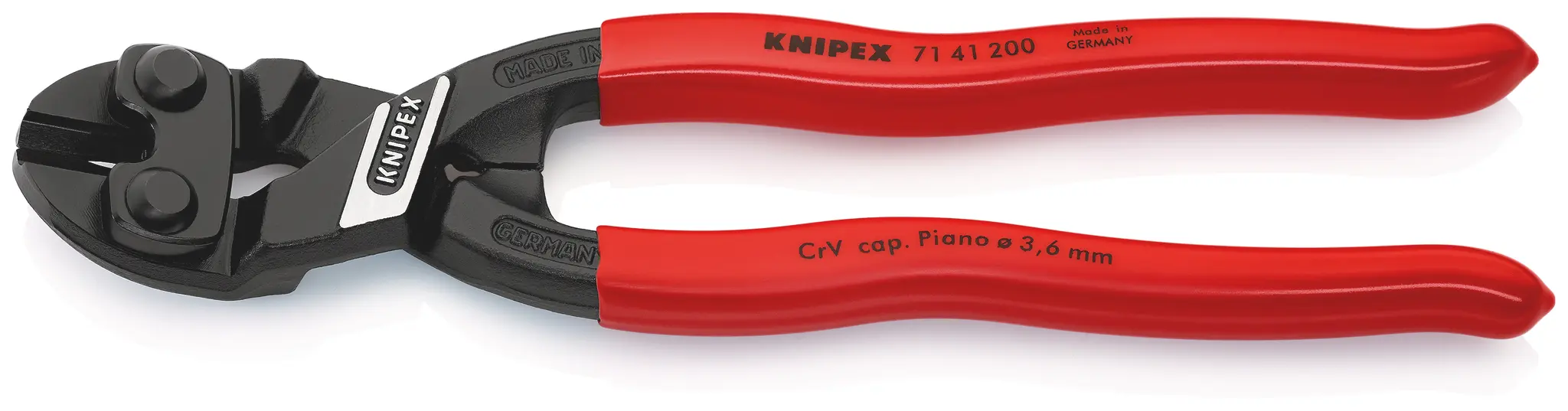 Produktfoto 1 von Knipex Kompakter Bolzenschneider, Kunststoff, Kunststoff 200 mm Chrom Vanadium Stahl, Schneidkraft → 6 mm
