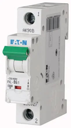 Produktfoto 1 von Eaton PXL Miniaturüberlastschalter Typ C, Pol 1-polig 6 A 400 V ac, Abschaltvermögen 10 kA xPole 48 V dc