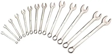 Produktfoto 1 von RS PRO Schraubenschlüsselsatz Ringschlüssel CrV-Stahl, 14-teilig 5/8 in, 15/16 in, 7/16 in, 1-1/8 in and 1-1/4 in, 11/16
