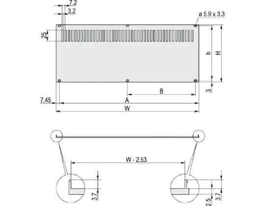 Produktfoto 1 von nVent SCHROFF Aluminium 3 U x 42 HP Belüftet, Grau 213.02 mm 128.4 mm