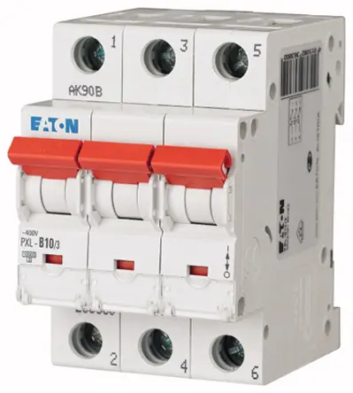 Produktfoto 1 von Eaton PXL Miniaturüberlastschalter Typ D, Pol 3-polig 10 A 400 V ac, Abschaltvermögen 10 kA xPole 48 V dc