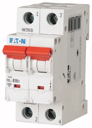 Produktfoto 1 von Eaton PXL Miniaturüberlastschalter Typ C, Pol 2-polig 10 A 400 V ac, Abschaltvermögen 10 kA xPole 48 V dc