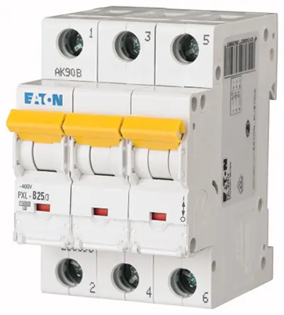 Produktfoto 1 von Eaton PXL Miniaturüberlastschalter Typ C, Pol 3-polig 25 A 400 V ac, Abschaltvermögen 10 kA xPole 48 V dc