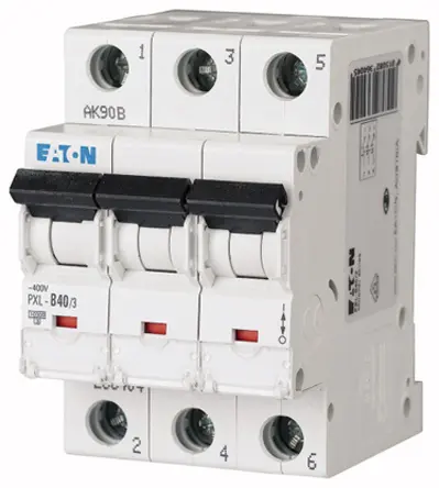 Produktfoto 1 von Eaton PXL Miniaturüberlastschalter Typ D, Pol 3-polig 40 A 400 V ac, Abschaltvermögen 10 kA xPole 48 V dc
