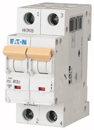 Produktfoto 1 von Eaton PXL Miniaturüberlastschalter Typ C, Pol 2-polig 13 A 400 V ac, Abschaltvermögen 10 kA xPole 48 V dc