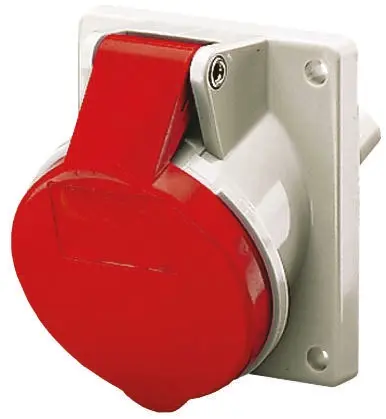 Produktfoto 1 von MENNEKES 7313 Leistungssteckverbinder Rot, 400V 3P / 32A, Panel IP44
