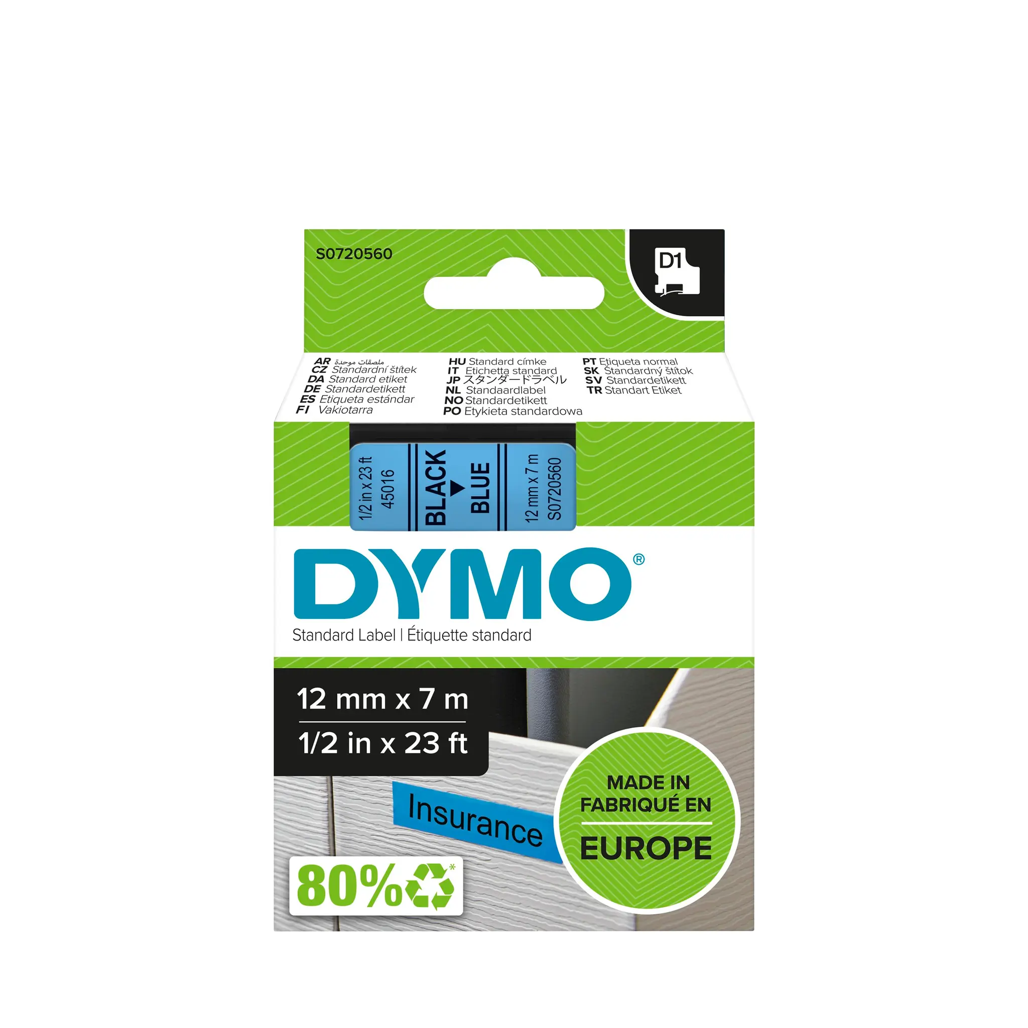 Produktfoto 1 von DYMO Rhino Beschriftungsband Schwarz für Dymo 160, Dymo 210D, Dymo 280, Dymo 360, Dymo 420P, Dymo 450 DUO, Dymo 500TS,