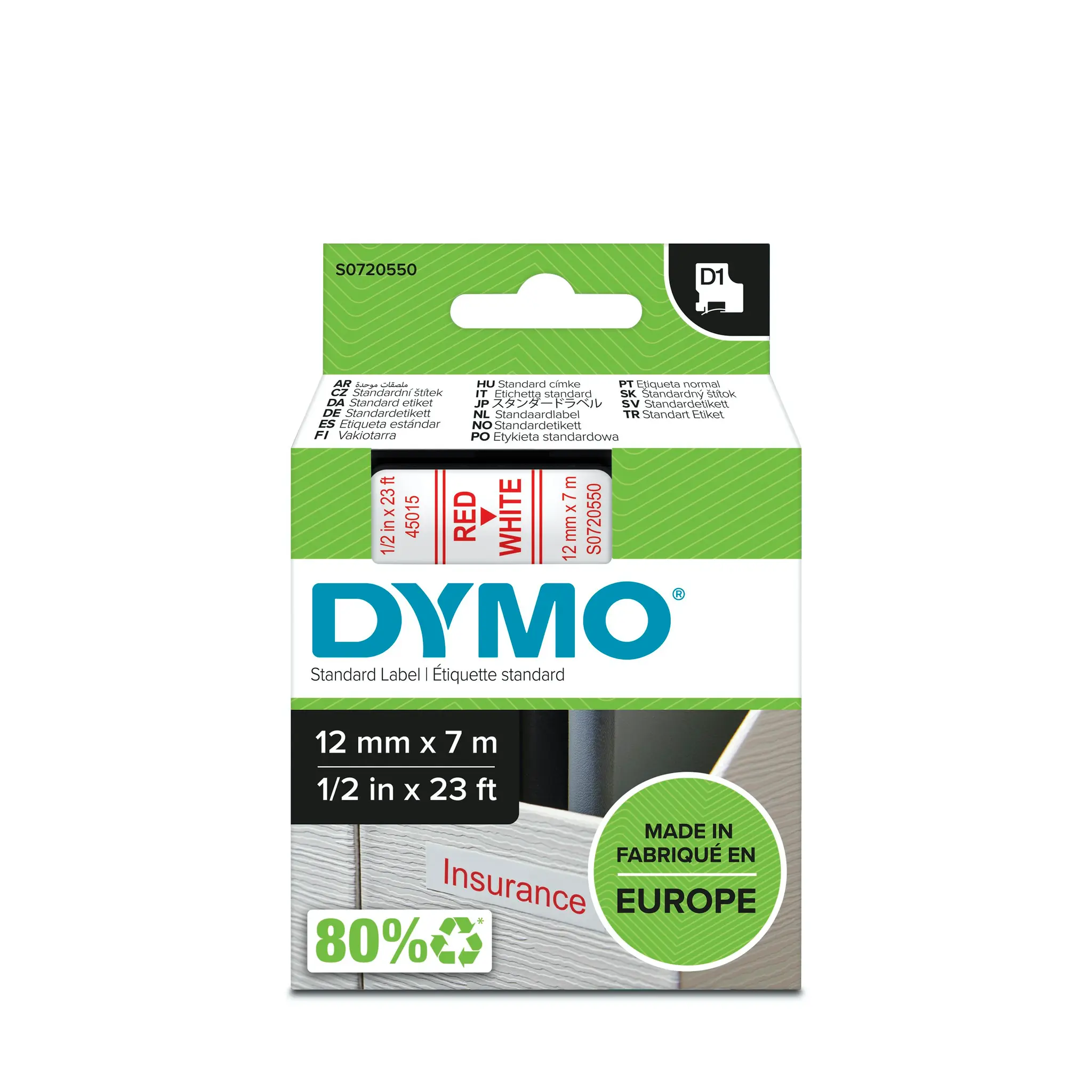 DYMO Rhino Beschriftungsband Rot für Dymo 160, Dymo 210D, Dymo 280, Dymo 360, Dymo 420P, Dymo 450 DUO, Dymo 500TS,