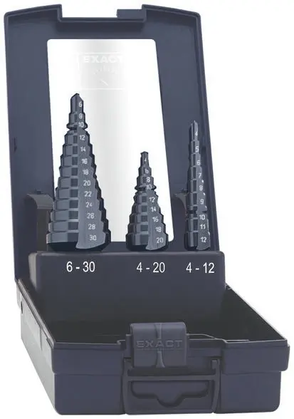 Produktfoto 1 von EXACT HSS Sprossen Satz 4 mm → 30 mm, 3-teilig für Metall