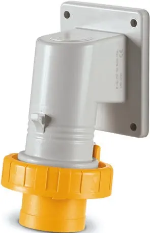Scame EUREKA Leistungssteckverbinder Gelb 2P+PE, 110V, Wandmontage gewinkelt IP66, IP67 32A