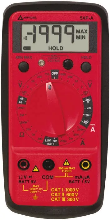 Produktfoto 1 von Amprobe 5XPA Tragbar Digital Multimeter, CAT, CAT III 750 V ac / 200 mA 200 mA