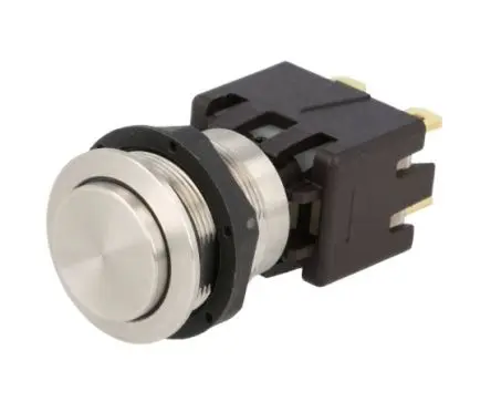 Produktfoto 1 von Schurter MSM LA 19 Druckschalter Rastend Panel Ø 19 mm, 2-poliger Umschalter / 12A 125 V dc 125 V ac, IP64