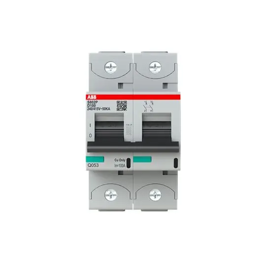 Produktfoto 1 von ABB S800N Miniaturüberlastschalter Typ D, Pol 2-polig 100 A 690 V ac, Abschaltvermögen 36 kA High Performance 250 V dc