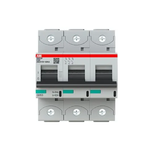 Produktfoto 1 von ABB S800N Miniaturüberlastschalter Typ C, Pol 3-polig 80 A 690 V ac, Abschaltvermögen 36 kA High Performance 375 V dc