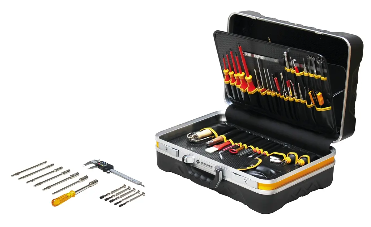 Produktfoto 1 von Bernstein VDE 1000V zugelassen Elektronik Werkzeugsatz, Tasche 65-teilig