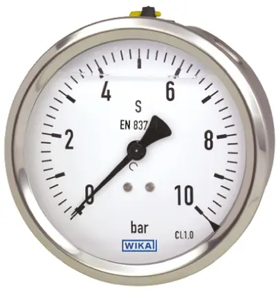 Produktfoto 1 von WIKA 213.53 Druckmessgerät Prozessanschluss hinten Analog 0bar → 16bar, Ø 63mm Edelstahl Gehäuse G1/4