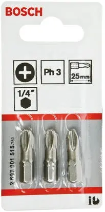 Produktfoto 1 von Bosch 1/4 in PH3 Schraubbit, Sechskant, 1-teilig, 25 mm