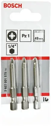Produktfoto 1 von Bosch 1/4 in PZ1 Schraubbit, Sechskant, 3-teilig, 49 mm