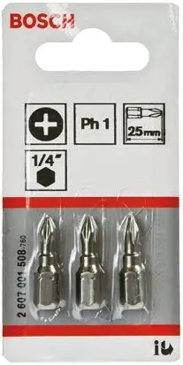 Produktfoto 1 von Bosch 1/4 in PH1 Schraubbit, Sechskant, 1-teilig, 25 mm