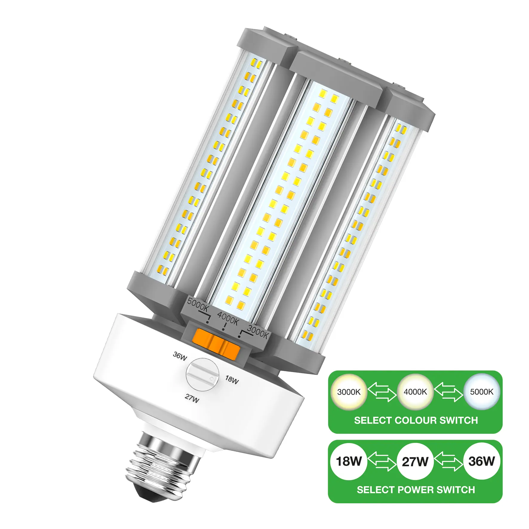 Produktfoto 1 von LED Corn Switch E27 18W-36W 3000K-5000K