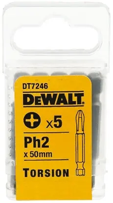 Produktfoto 1 von DeWALT PH2 Schraubbit, 5-teilig, 50 mm