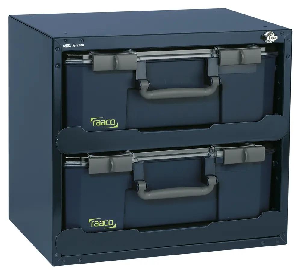 Produktfoto 1 von Raaco Kleinteilebox, Polycarbonat, Stahl, Polypropylen Grau, 403 mm x 451 mm x 330 mm