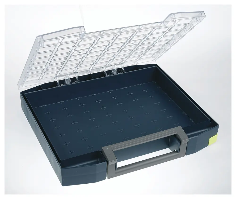 Produktfoto 1 von Raaco Kleinteilebox, Polypropylen, Polycarbonat Blau, 78 mm x 465 mm x 401 mm